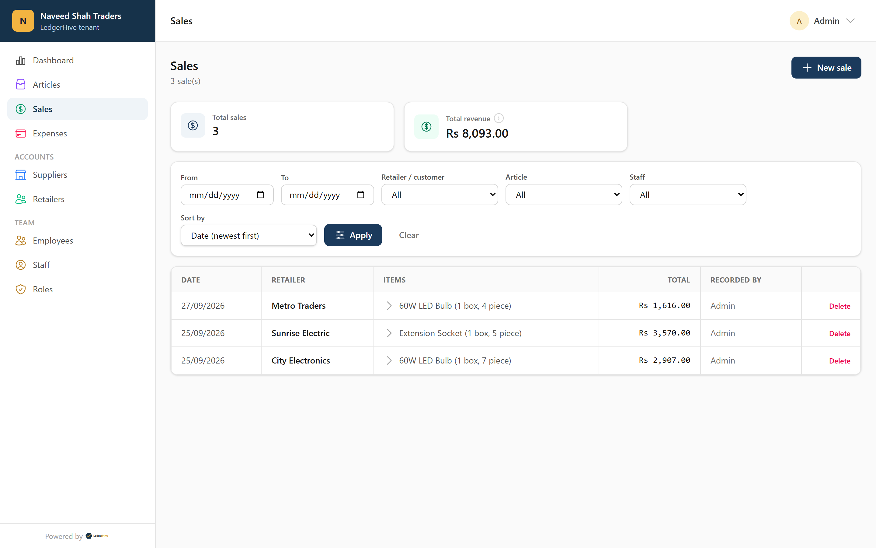 Record a sale in seconds